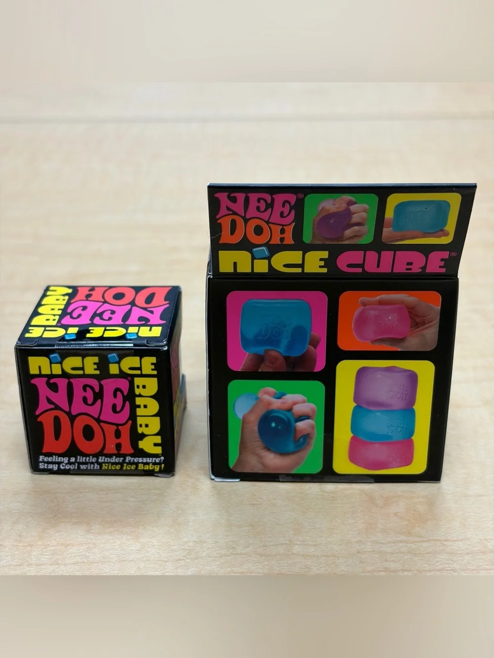Lot of 2: Blue Needoh Nice Cube Super Solid Squish! Needoh Nice Ice Baby New